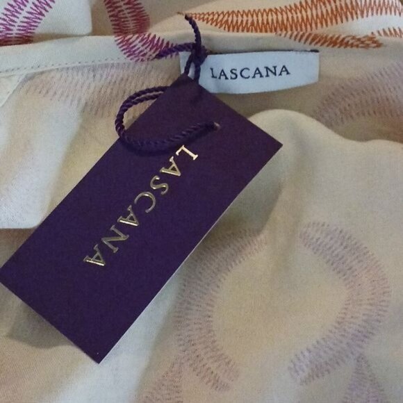 Lascana Blouse Peach Peasant Long Sleeve Tropical Womens Size 4 - Picture 5 of 8